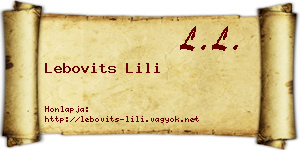 Lebovits Lili névjegykártya